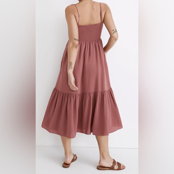 NEW Madewell Ruched Keyhole Tiered Midi Dress!!! - Picture 3 of 9